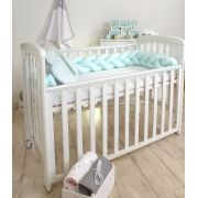 Aparatoare Laterala Pat Bumper Impletit, Cu Inchidere Velcro, Bumbac, Mint, 210x21 Cm Pjb63755