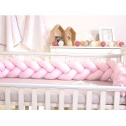 Aparatoare Laterala Pat Bumper Impletit, Cu Inchidere Velcro, Bumbac, Roz, 210x21 Cm Pjb63754
