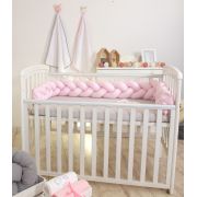 Aparatoare Laterala Pat Bumper Impletit, Cu Inchidere Velcro, Bumbac, Roz, 210x21 Cm Pjb63754