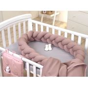 Aparatoare Laterala Pat Bumper Impletit, Cu Inchidere Velcro, Bumbac Tricot Rose, 180x21 Cm Pjb80569