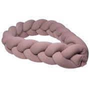 Aparatoare Laterala Pat Bumper Impletit, Cu Inchidere Velcro, Bumbac Tricot Rose, 180x21 Cm Pjb80569