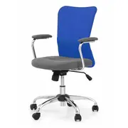 Scaun birou copii hm andy, mesh/stofa, ergonomic, cadru cromat, inaltime ajustabila, mecanism balansare, rotire 360 ˚, 102 kg, albastru drm2831