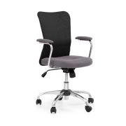 Scaun birou copii hm andy, roti pivotante, mecanism balans, inaltime ajustabila, stofa/piele ecologica, cu brate, 102 kg, negru drm8654