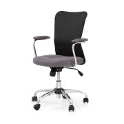 Scaun birou copii hm andy, roti pivotante, mecanism balans, inaltime ajustabila, stofa/piele ecologica, cu brate, 102 kg, negru drm8654
