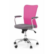 Scaun birou copii hm andy, mecanism balans, inaltime ajustabila, stofa/piele ecologica, cu brate, 102 kg, roz drm8626