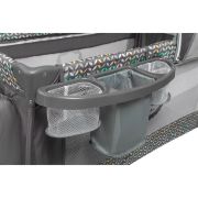 Lionelo - Patut pliant cu doua nivele Sven Plus, 120x60 cm, arcada jucarii, masuta de infasat, vibratii, melodii, Grey Scandi BYNLO-Sven Plus_Grey_Scandi