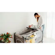 Lionelo - Patut pliant cu doua nivele Sven Plus, 120x60 cm, arcada jucarii, masuta de infasat, vibratii, melodii, Turcoaz/Gri BYNLO-SvenPlus_Tq/Grey