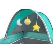 Lionelo - Patut pliant cu doua nivele Sven Plus, 120x60 cm, arcada jucarii, masuta de infasat, vibratii, melodii, Turcoaz/Gri BYNLO-SvenPlus_Tq/Grey