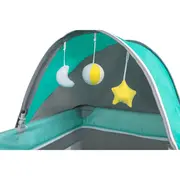 Lionelo - Patut pliant cu doua nivele Sven Plus, 120x60 cm, arcada jucarii, masuta de infasat, vibratii, melodii, Turcoaz/Gri BYNLO-SvenPlus_Tq/Grey