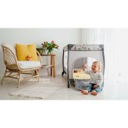 Lionelo - Patut pliant cu doua nivele Sven Plus, 120x60 cm, arcada jucarii, masuta de infasat, vibratii, melodii, Yellow Scandi BYNLO-Sven Plus_Yellow_Scandi