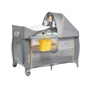 Lionelo - Patut pliant cu doua nivele Sven Plus, 120x60 cm, arcada jucarii, masuta de infasat, vibratii, melodii, Yellow Scandi BYNLO-Sven Plus_Yellow_Scandi