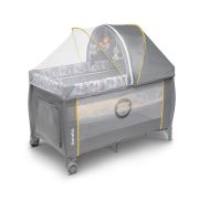 Lionelo - Patut pliant cu doua nivele Sven Plus, 120x60 cm, arcada jucarii, masuta de infasat, vibratii, melodii, Yellow Scandi BYNLO-Sven Plus_Yellow_Scandi
