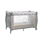 Lionelo - Patut pliant cu doua nivele Sven Plus, 120x60 cm, arcada jucarii, masuta de infasat, vibratii, melodii, Yellow Scandi BYNLO-Sven Plus_Yellow_Scandi