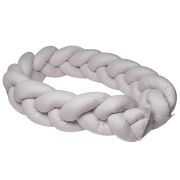 Aparatoare Laterala Pat Bumper Impletit, Cu Inchidere Velcro, Bumbac Gri, 340x21 Cm Pjb65648
