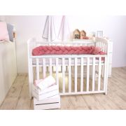 Aparatoare Laterala Pat Bumper Impletit, Cu Inchidere Velcro, Bumbac Velvet Roz, 180x21 Cm Pjb63760