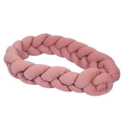 Aparatoare Laterala Pat Bumper Impletit, Cu Inchidere Velcro, Bumbac Velvet Roz, 340x21 Cm Pjb63991