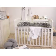 Aparatoare Laterala Pat Bumper Impletit, Cu Inchidere Velcro, Bumbac Velvet Gri, 210x21 Cm Pjb63763