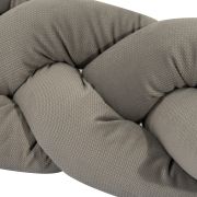 Aparatoare Laterala Pat Bumper Impletit, Cu Inchidere Velcro, Bumbac Velvet Gri, 210x21 Cm Pjb63763