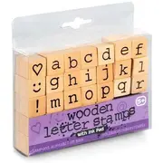 Set tusiera si stampile din lemn - alfabet