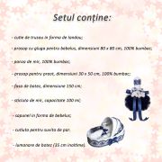 Pachet Trusou botez in landou si lumanare glob cu ursuleti Baieti decor bleumarin Denikos® 156 NKO1711