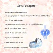 Pachet Trusou botez in landou si lumanare glob ingeras pentru baieti, decor bleu Denikos® 160 - NKO1715