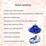 Set Trusou de botez Baietel cu lumanare dantela si ingeras, decor albastru Denikos® 164 NKO1719