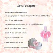 Trusou botez model landou cu  lumanare botez cu ingeras pentru Fete, decor roz cu buline Denikos® 114 - NKO1669