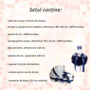Set trusou de botez si lumanare botez in decor bleumarin pentru Baieti Denikos® 112 - NKO1667