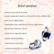 Pachet trusou botez landou si lumanare cu iepuras bleumarin pentru Baieti Denikos® 172 - NKO1727