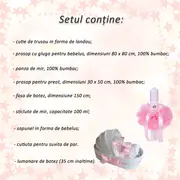 Pachet Trusou de botez pentru Fete in cutie landou cu floricele si lumanare cu ingeras Denikos&reg; - 115 NKO1670