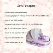 Trusou botez complet pt Fetita model landou cu decor lila si buline Denikos® 135 - NKO1690