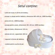 Trusou botez unisex in cutie landou cu decor elegant dantela ivoire Denikos® 144 NKO1699