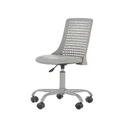 Scaun birou copii din polipropilena hm pure, piele ecologica, baza vopsita, inaltime reglabila, roti pivotante, 80 kg, gri drm8673