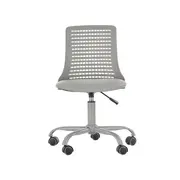 Scaun birou copii din polipropilena hm pure, piele ecologica, baza vopsita, inaltime reglabila, roti pivotante, 80 kg, gri drm8673