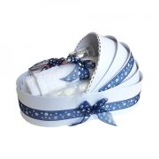 Trusou de botez model landou cu fundita bleumarin cu floricele pentru Baieti Denikos® Z150 NKO1705