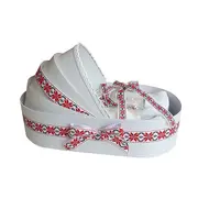 Trusou botez complet in landou pentru fetite cu decor traditional rosu Denikos&reg; 140 NKO1695