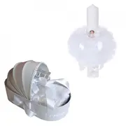 Set Trusou botez in landou cu lumanare si ingeras decor alb Unisex Denikos&reg; 110 - NKO1665