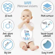 Set Stickere pentru Fotografii copii Funny Animals Baby Milestone Stickers Unisex 15 cm - pentru fotografii memorabile