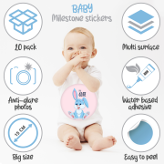 Set Stickere pentru Fotografii copii Funny Animals Baby Milestone Stickers pentru Fetite - 15 cm diametru