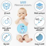 Set Stickere pentru Fotografii copii Funny Animals Baby Milestone Stickers pentru baieti -15 cm diametru