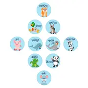 Set Stickere pentru Fotografii copii Funny Animals Baby Milestone Stickers pentru baieti -15 cm diametru