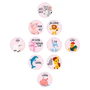 Set Stickere pentru Fotografii copii Funny Animals Baby Milestone Stickers pentru Fetite - 15 cm diametru