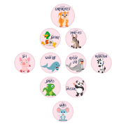 Set Stickere pentru Fotografii copii Funny Animals Baby Milestone Stickers pentru Fetite - 15 cm diametru