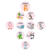 Set Stickere pentru Fotografii copii Funny Animals Baby Milestone Stickers pentru Fetite - 15 cm diametru