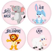 Set Stickere pentru Fotografii copii Funny Animals Baby Milestone Stickers pentru Fetite - 15 cm diametru