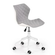 Scaun birou copii hm matrix 3, stofa/piele ecologica, inaltime reglabila, rotire 360 ˚, roti pivotante, 100 kg, gri/ alb drm8782