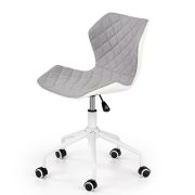 Scaun birou copii hm matrix 3, stofa/piele ecologica, inaltime reglabila, rotire 360 ˚, roti pivotante, 100 kg, gri/ alb drm8782