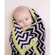 Paturica tricotata din bumbac chevron alb si negru tnabg014