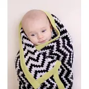 Paturica tricotata din bumbac chevron alb si negru tnabg014