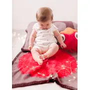 Paturica tricotata din bumbac strut roz cu gri tnabg028